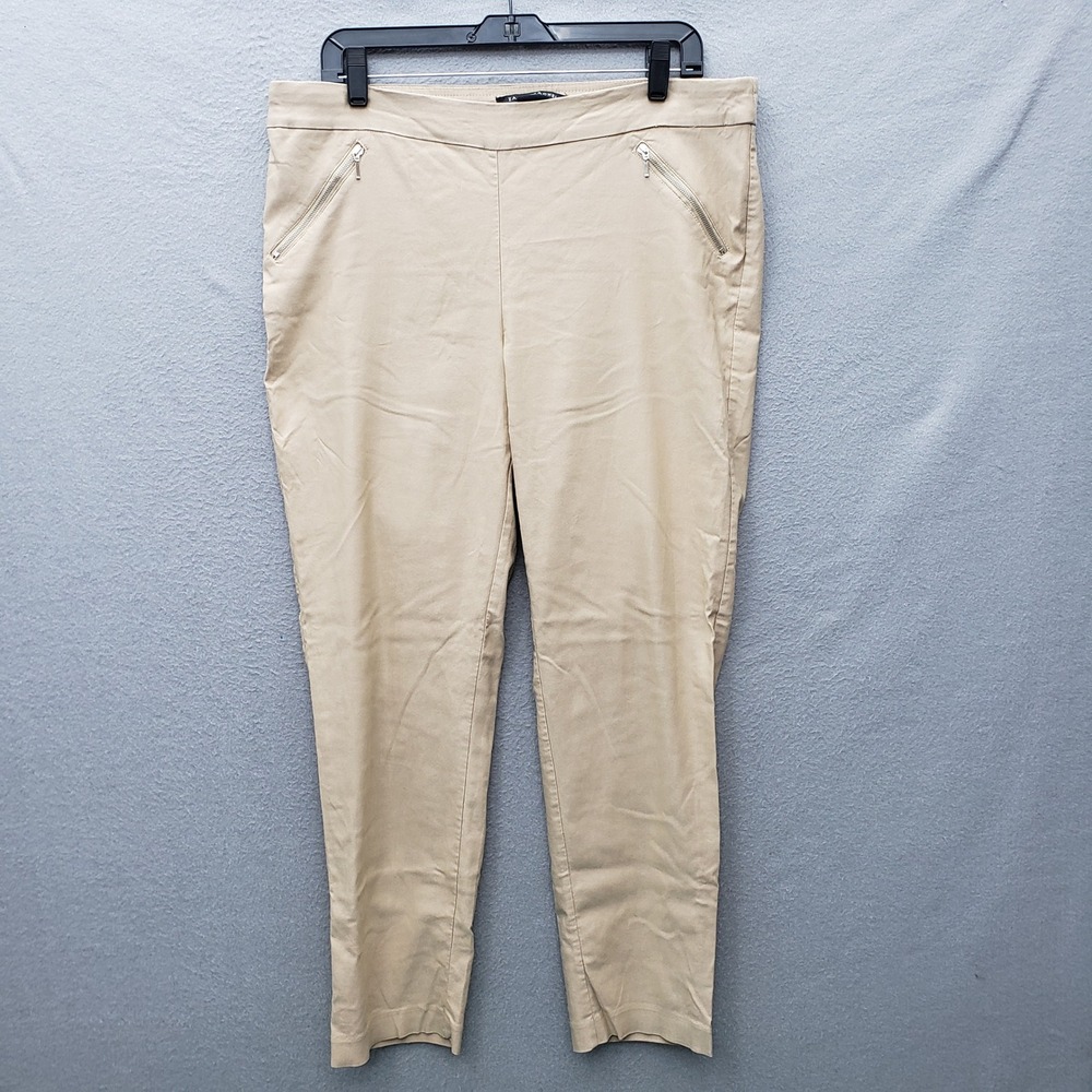 Zac & Rachel Stretchy Chino Pants Khaki Beige Office Skinny Preppy Basic Size 12